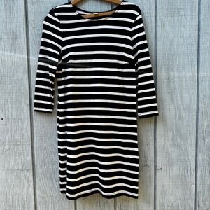 Old Navy Womens Striped T-Shirt 100% Cotton Dress‎ Black White 3/4 Sleeve Size S